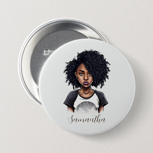 Chic en Classy Afro Woman Ronde Button 7,6 Cm (Voorkant /achterkant)
