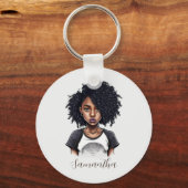 Chic en Classy Afro Woman Sleutelhanger (Achterkant)