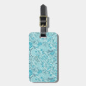 Chic en stijlvol blauw en Blauwgroen Paisley Print Bagagelabel (Voorkant verticaal)
