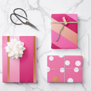 Chic en stijlvol roze en goud roodwangmake-up inpakpapier vel
