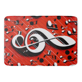 Chic en Trendy Red White en Black Clef Notes Badmat