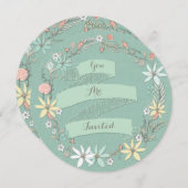 Chic Engagement Party Floral Wreath en Banner Kaart (Voorkant / Achterkant)