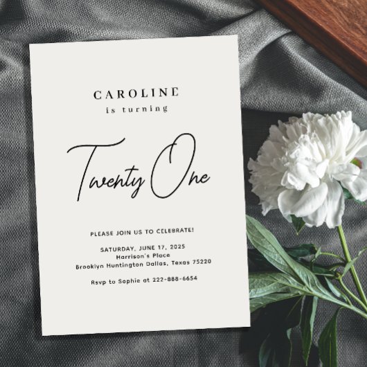 Chic et moderne 21e anniversaire Invitation