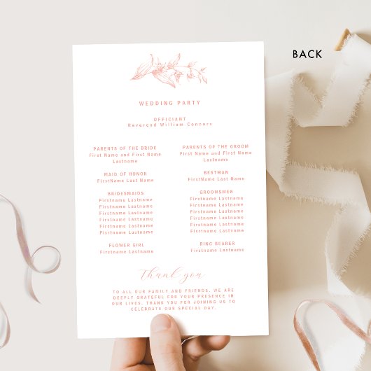 Chic et simple rose pâle, programme de mariage à l
