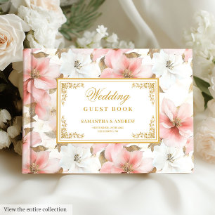 Chic etherische blos waterverf bruiloft gastenboek