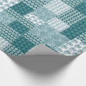 Chic Ethnic Faux Patchwork Patroon, Blauwgroen en  Cadeaupapier (Hoek)