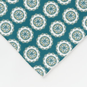 Chic Ethnic Faux Patchwork Patroon, Blauwgroen en Fleece Deken