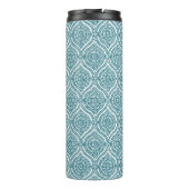 Chic Ethnic Ogee Pattern in Blauwgroen op White Thermosbeker (Achterkant)