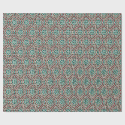 Chic Ethnic Ogee Pattern in Maroon, Blauwgroen en Cadeaupapier (Vlak)