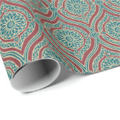 Chic Ethnic Ogee Pattern in Maroon, Blauwgroen en Cadeaupapier (Rol Hoek)
