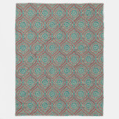 Chic Ethnic Ogee Pattern in Maroon, Blauwgroen en Fleece Deken (Voorkant)