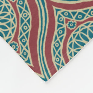 Chic Ethnic Ogee Pattern in Maroon, Blauwgroen en  Fleece Deken