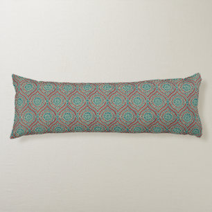 Chic Ethnic Ogee Pattern in Maroon, Blauwgroen en Lichaamskussen