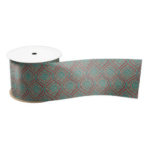 Chic Ethnic Ogee Pattern in Maroon, Blauwgroen en  Lint