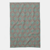 Chic Ethnic Ogee Pattern in Maroon, Blauwgroen en  Theedoek (Verticaal)