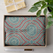 Chic Ethnic Ogee Pattern in Maroon, Blauwgroen en  Tissuepapier (Geschenk)