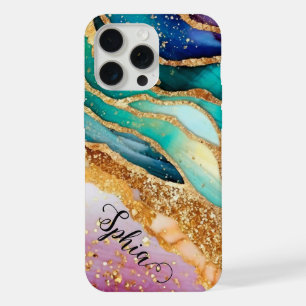 Chic Étincelant Paillettes Doré Arc-en-ciel Agate
