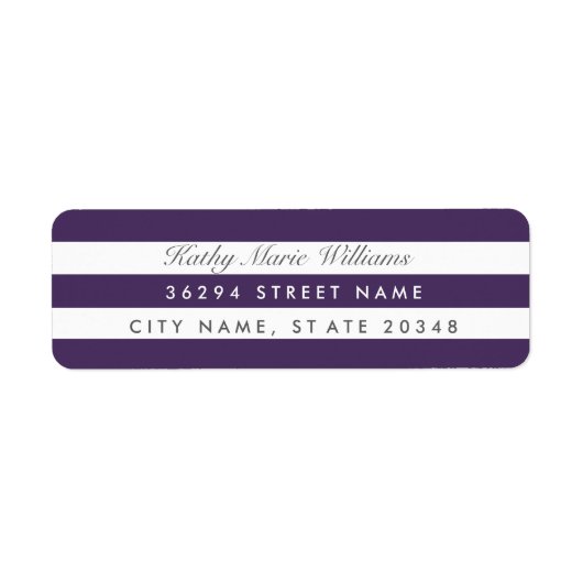 Chic Étiquettes de adresse rayés violets (Devant)