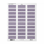 Chic Étiquettes de adresse rayés violets (Feuille entière)