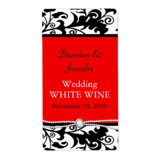 Chic Étiquettes de vin Mariage damassé