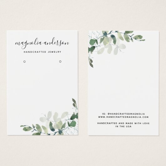 Chic Eucalyptus Earringen Jewelry Display Kaart (Voorkant /achterkant)