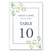 Chic Eucalyptus Green Navy Blue Botanical Wedding Kaart (Achterkant)