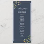 Chic Eucalyptus Green Navy Blue Botanical Wedding Programma (Achterkant)