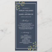 Chic Eucalyptus Green Navy Blue Botanical Wedding Programma (Voorkant)