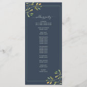 Chic Eucalyptus Green Navy Blue Botanical Wedding Programma (Achterkant)
