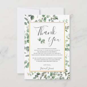 Chic Eucalyptus Greenery Gold Rectangle Wedding Bedankkaart