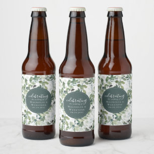 Chic Eucalyptus Wedding Bier Etiket