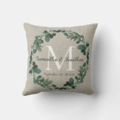 Chic Eucalyptus Wreath Monogram Weddenschap Kussen (Achterkant)