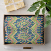 Chic Exotisch Etnisch Ikat Patroon op Blauw Tissuepapier (Geschenk)