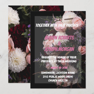 Chic Faire-part de mariage à fleurs bordeaux