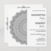 Chic Faire-part de mariage Mandala noir et blanc (Devant / Derrière)