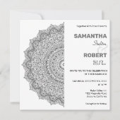 Chic Faire-part de mariage Mandala noir et blanc (Devant)