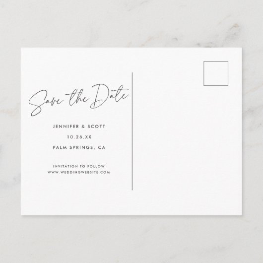 Chic Faire-Part de Mariage Moderne avec Photo (Dos)