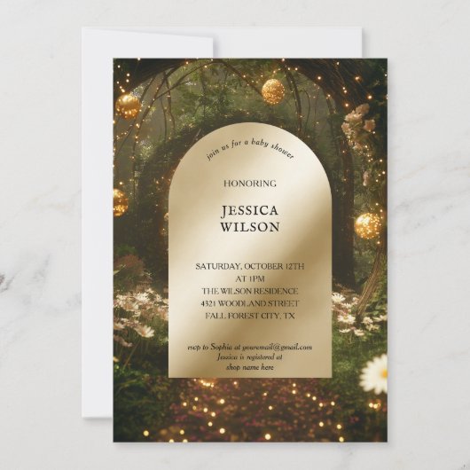 Chic Fairy Tale Enchanted Forest Baby shower Kaart (Voorkant)