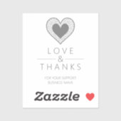 Chic Fake Grey Heart Lace Effect Thanks Supporting Sticker (Vel)