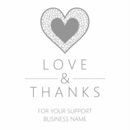 Chic Fake Grey Heart Lace Effect Thanks Supporting Sticker