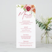 Chic Fall in Love Marsala Party Menu Modèle (Debout devant)