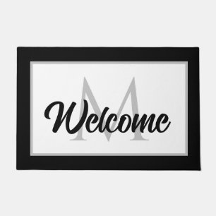 Chic Family Monogram Welkom Mat Black White Grey