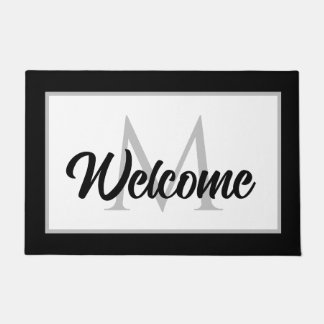 Chic Family Monogram Welkom Mat Black White Grey