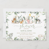 Chic Farm Animals Greenery Baby shower Neutraal Kaart (Voorkant)