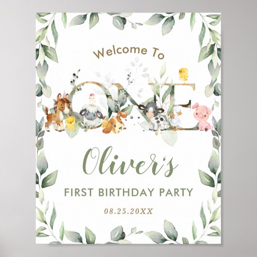 Chic Farm Animaux verdure Anniversaire Affiche de  (Devant)