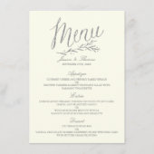 Chic Faux Argent Mariage Menu Modèle - Ivory (Devant)