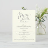 Chic Faux Argent Mariage Menu Modèle - Ivory (Debout devant)