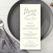 Chic Faux Argent Mariage Menu Modèle - Ivory