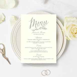 Chic Faux Argent Mariage Menu Modèle - Ivory