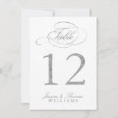 Chic Faux Argent Mariage Table Numéro Cartes (Dos)